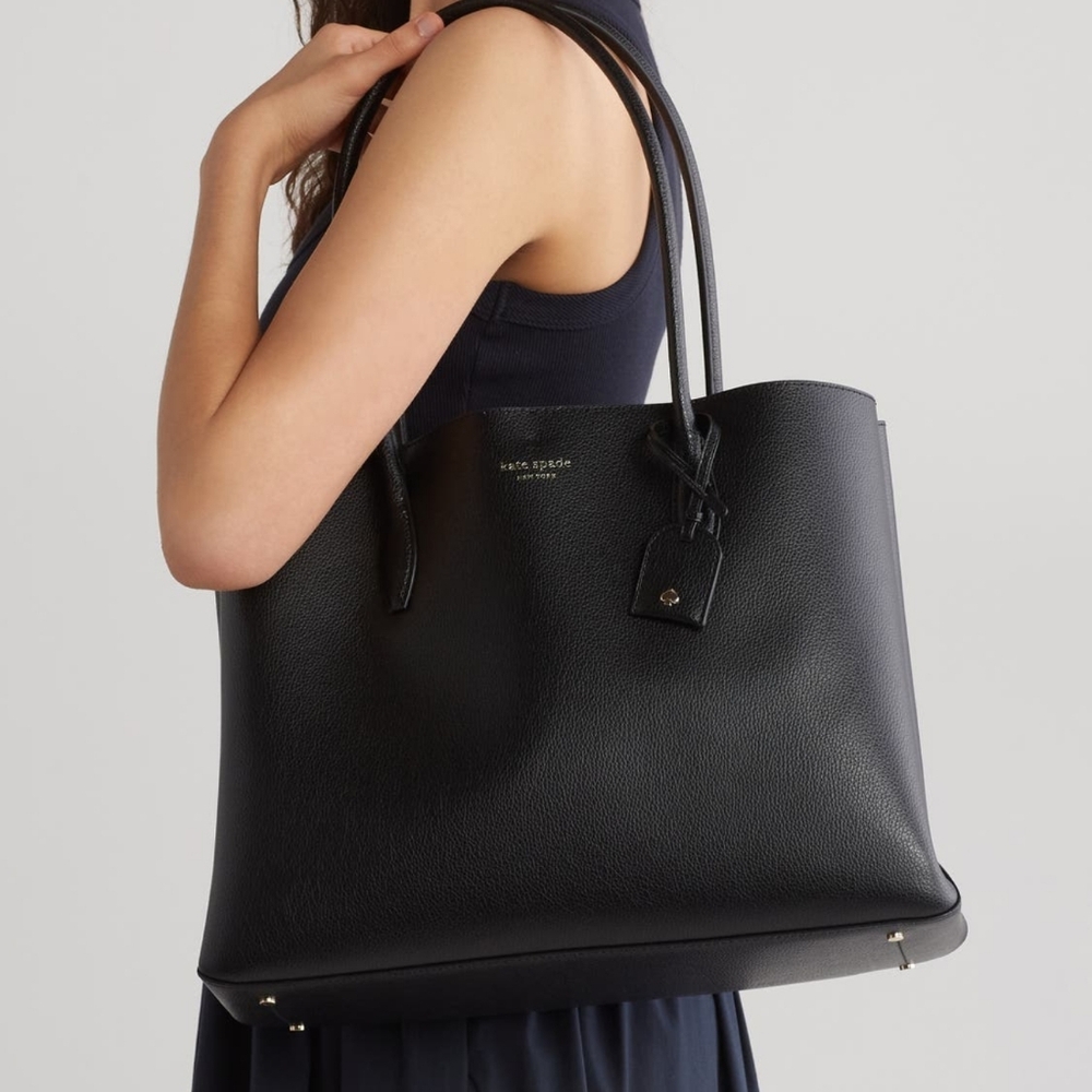 kate spade Black Bag Pebble Leather Double-Handle Tote Large Purse - Picture 9 of 11